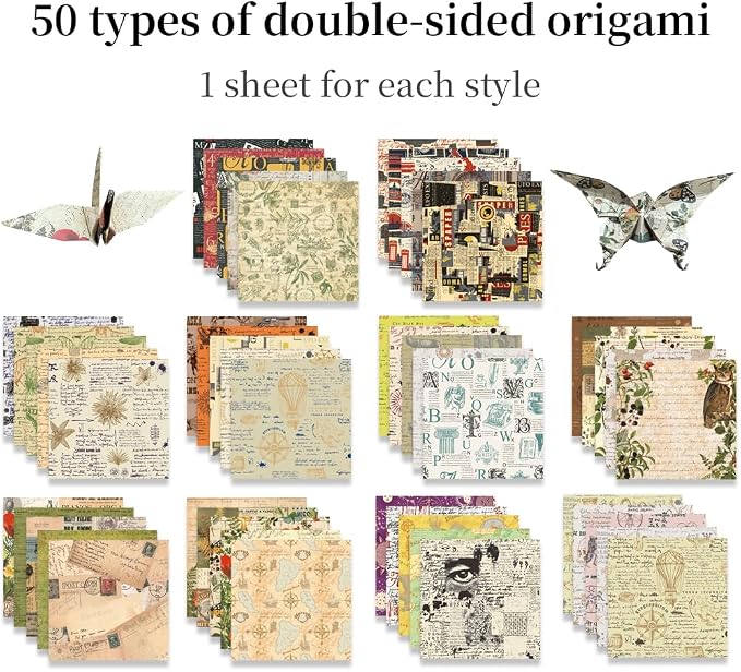 Square Origami Paper 6x6 Double Sided 50 Sheets 50 Colors 70GSM Origami Kit - Image 3