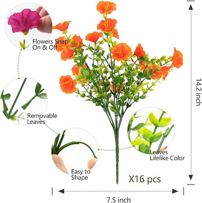 Artificial Flowers for Outdoor Decoration, 16 Bundles Fake Silk Realistic - Image 2