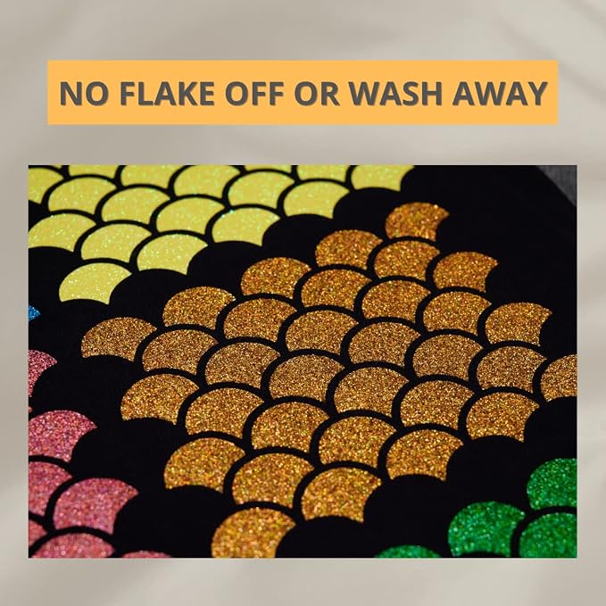Black Glitter HTV Roll -12" x10ft Iron on Heat Transfer Vinyl - Image 3