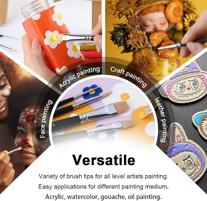 Transon Paint Brush Set 6pcs Art Painting Flexible Bristle - Image 2