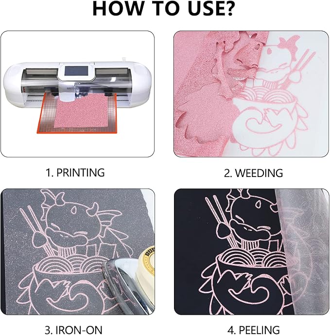 guangyintong Glitter Pink Heat Transfer Vinyl HTV Rolls - Image 6