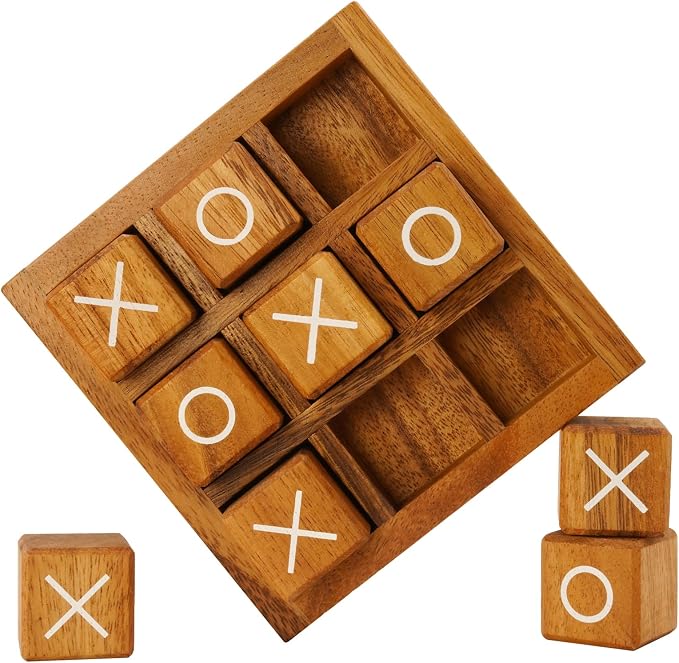 BSIRI Wooden XO Blocks Tic Tac Toe Board Games - Image 2