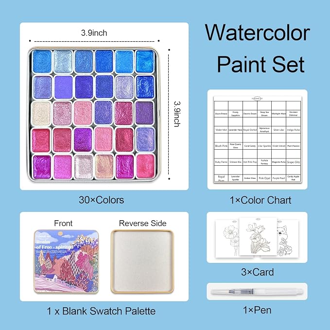 Mini Shifting Watercolor Paint Set, 30 Color Glitter Watercolor Painting Kit - Image 3