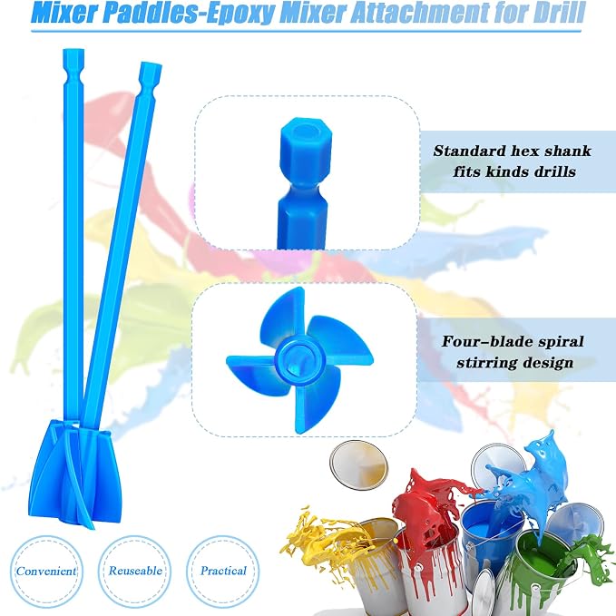 12 Pieces Paint Mixer Drill Attachment, Helix Paint Mixer Resin Drill Mixer - Image 3