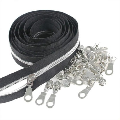 Leekayer #5 Silver Metallic Nylon Coil Zippers by The Yard Bulk 10 Yards Black - Image 6