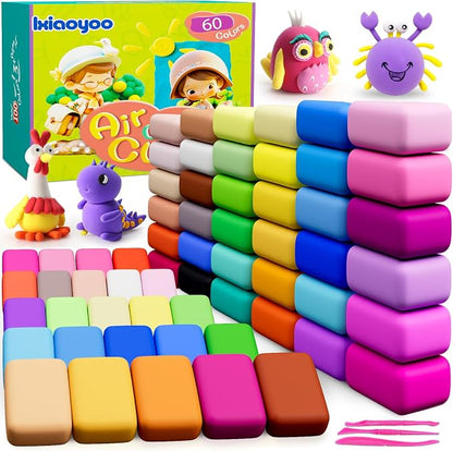 Air Dry Clay for Kids, 60 Colors Molding Magic Clay, Safe & Non-Toxic, DIY by Ixiaoyoo