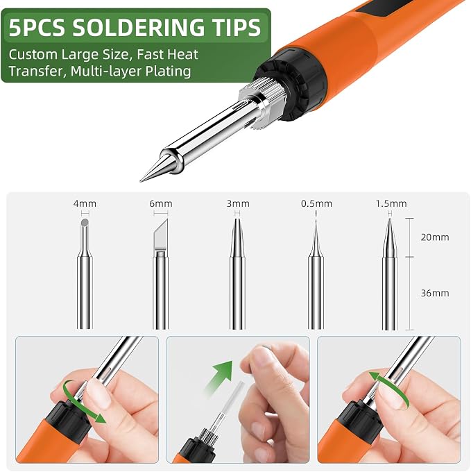 Soldering Iron Kit, 190W Soldering Gun, 110V LED Solder Kit - Image 6