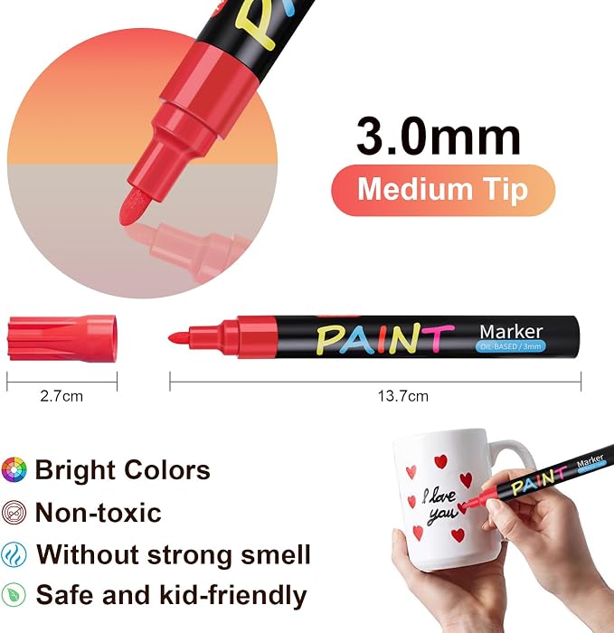 IVSUN Paint Pens Paint Markers, 20 Colors Oil-Based Waterproof Marker Pen Set - Image 7