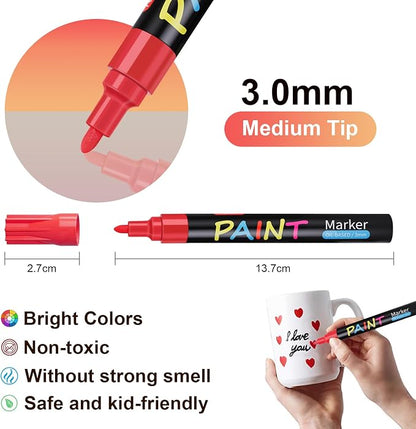 IVSUN Paint Pens Paint Markers, 20 Colors Oil-Based Waterproof Marker Pen Set - Image 7