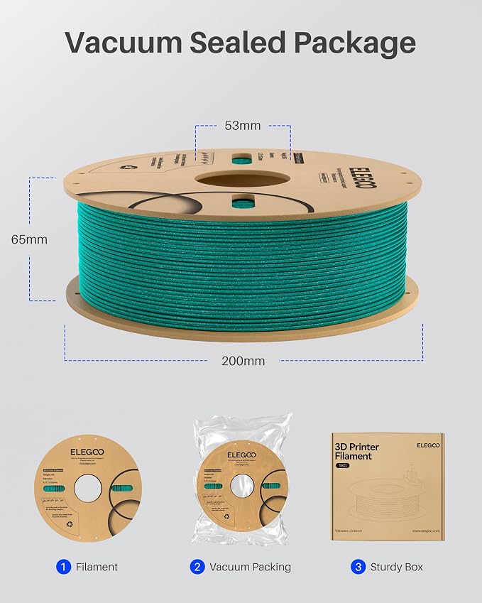 ELEGOO Sparkle PLA Filament 1.75mm Bundle 4KG, Glitter Twinkling 3D Printer - Image 5