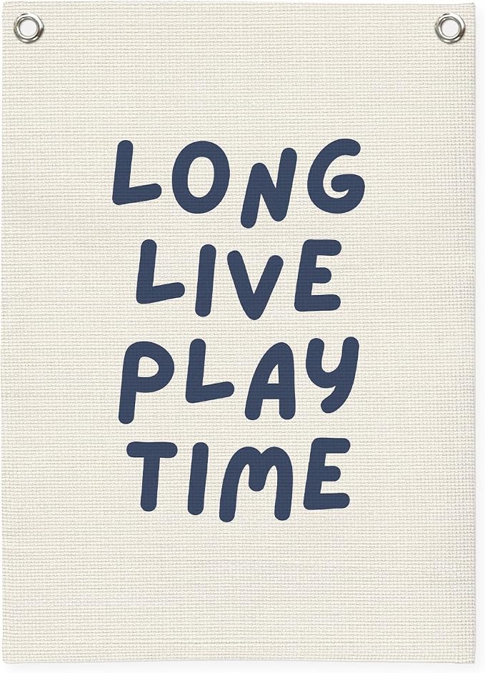 Play Room Wall Decor, Long Live Boyhood Linen Canvas Banner, Playroom Decor by Unknown