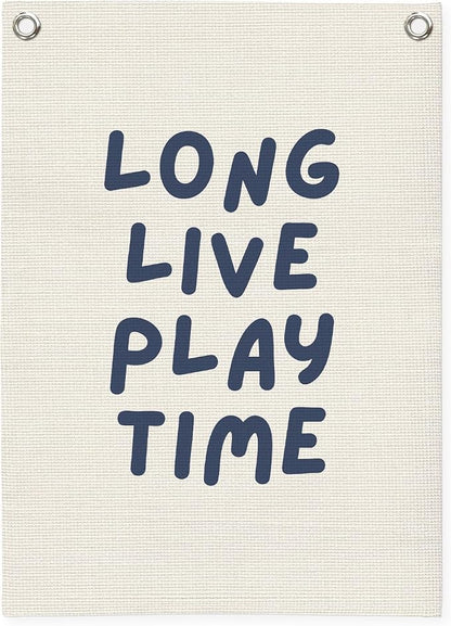 Play Room Wall Decor, Long Live Boyhood Linen Canvas Banner, Playroom Decor by Unknown