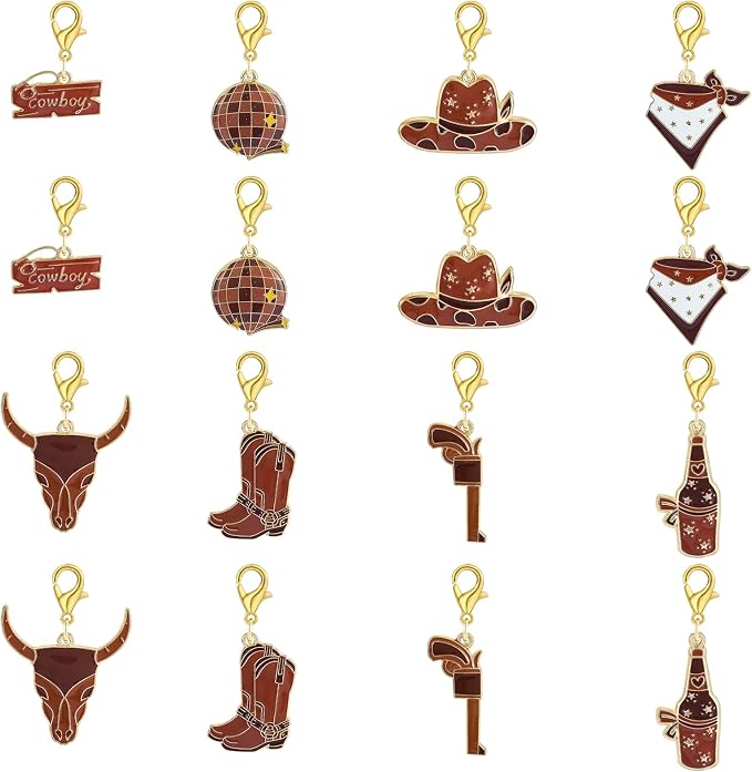 BEEFLYING 16Pcs Cowboy Stitch Marker Charms by BEEFLYING