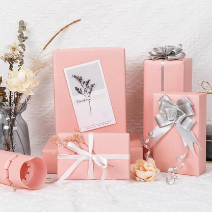 NESCCI Pink Matte Wrapping Paper, Solid Color Pearly-Lustre Paper-3 Roll - Image 6