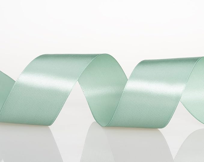 1 1/2 Inch Sage Green Solid Satin Ribbon, 50 Yards Craft Fabric Ribbon - Image 3