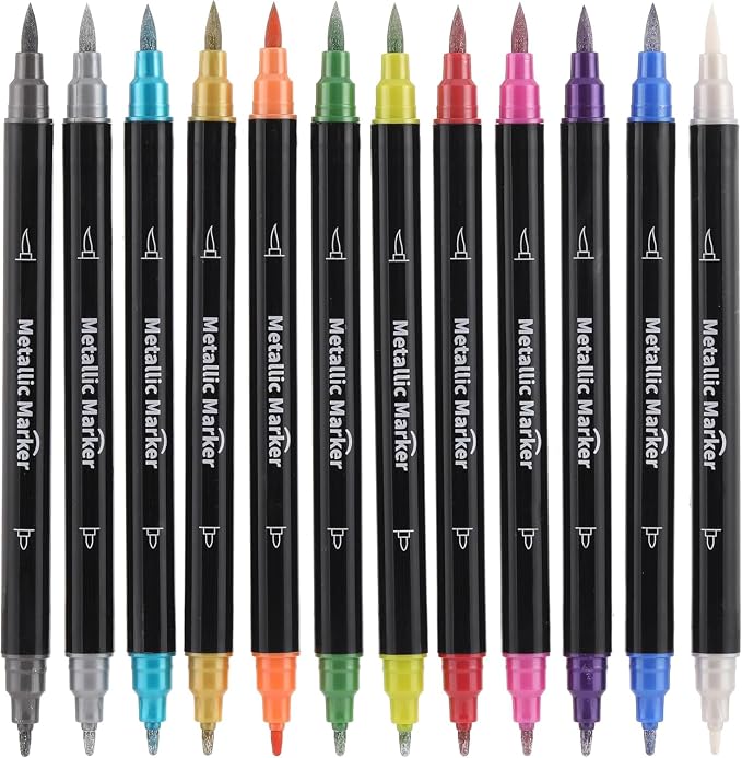 Colourcolor Pack of 12 Metallic Marker Pens - Image 9