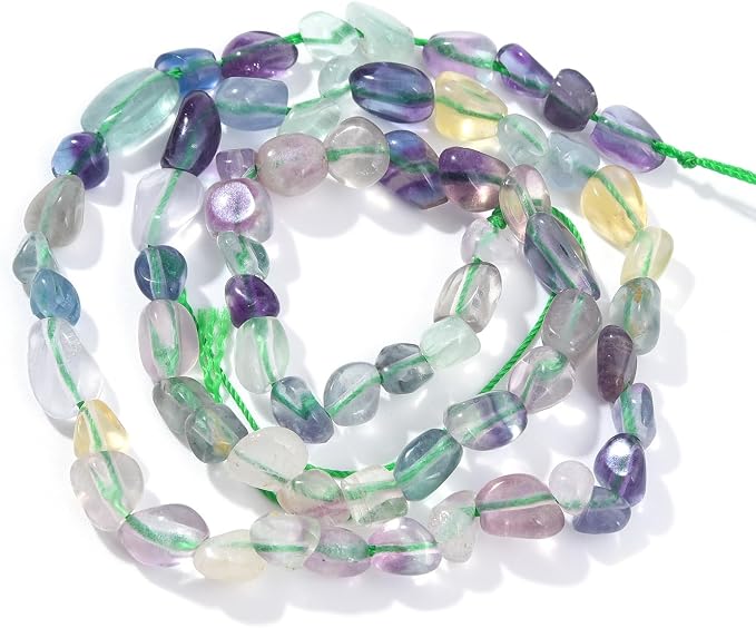 Mutilcolor Fluorite Pebble Nugget Oval Free Tumbled Stone 6-8mm Natural by PLTbeads