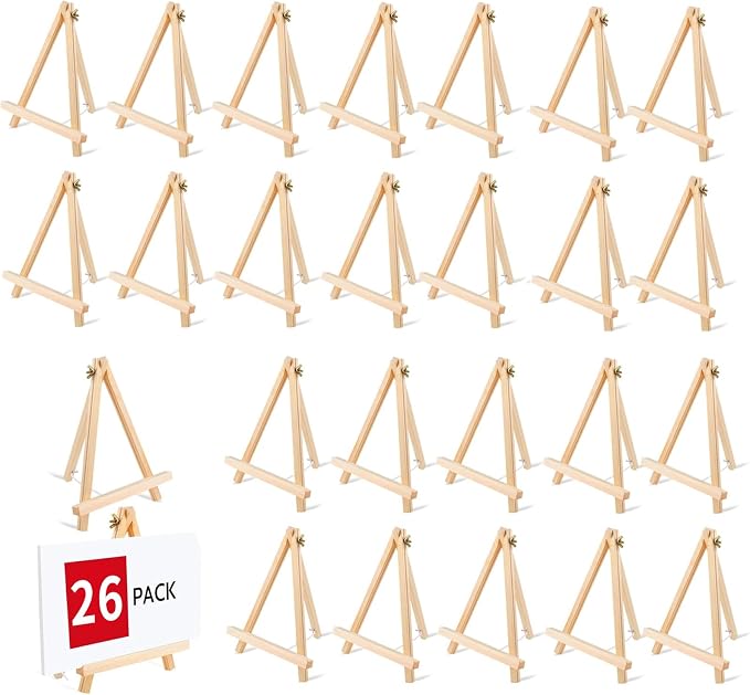 26 Pack 9 Inch Wood Easel, Painting Party Easel, Kids Student Tabletop Easels by Unknown