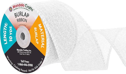 Mandala Crafts White Burlap Ribbon 2.5 Inches Wide Jute Ribbons by MandalaCrafts