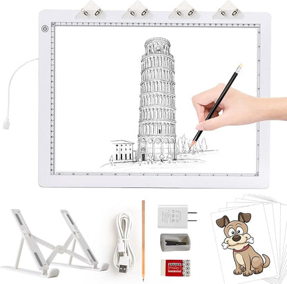 A3 Light Pad with Foldable Stand, UL Certified Adapter, 8000 Lux Super Bright by TOHETO