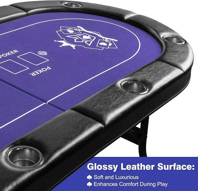 8 Player Poker Table Foldable, Texas Holdem Casino Table - Image 3
