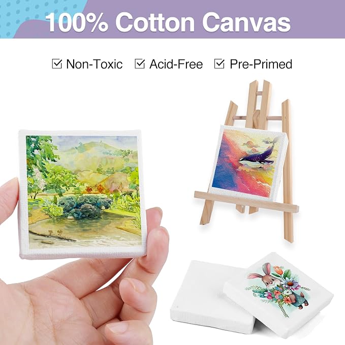 ESRICH Mini Canvases for Painting, Canvas in Bulk 32Pack, 2/5In Profile Small - Image 3