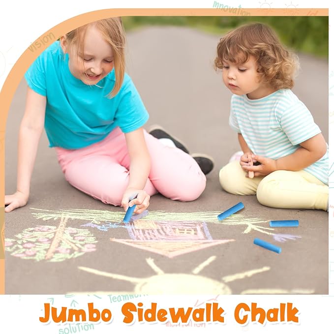 20 Pcs Sidewalk Chalks for Kids Non Toxic Jumbo Chalk for Party Gift Outdoor - Image 6