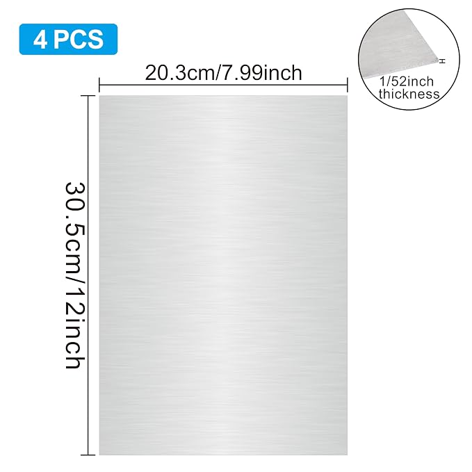 4PCS 8"x12"x1/52 Stainless Steel Metal Plates - Image 2