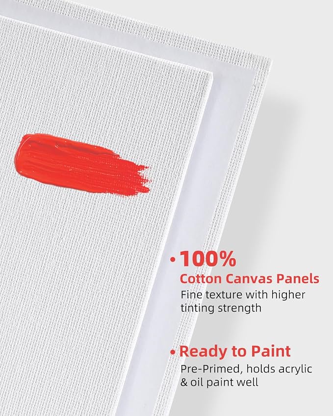 Simetufy 12 Pack 8x8 Inch Painting Canvas Panels Blank Square Canvas Boards - Image 4