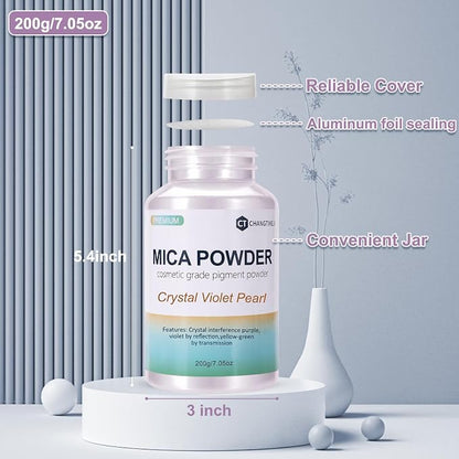 Mica Powder, 7.05OZ（200g）, Crystal Violet Pearl Mica Powder Pigment - Image 3