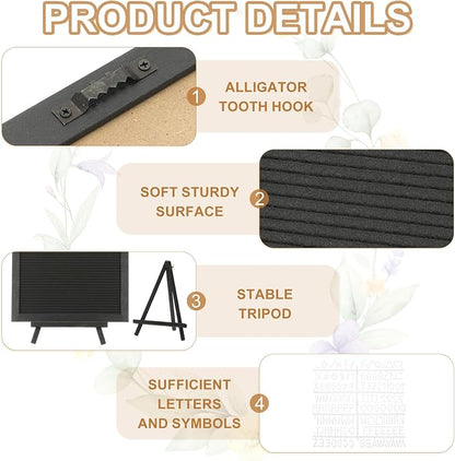 PATIKIL Felt Letter Board, 12x16Inches Black Wooden Changeable Message Board - Image 3