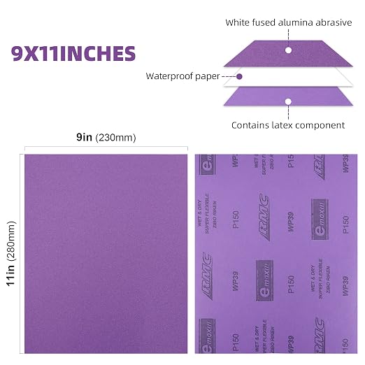 Sandpaper 150 Grit 20 PCS, Wet Dry Sanding Sheets 9 x 11 Inch, Automotive - Image 2