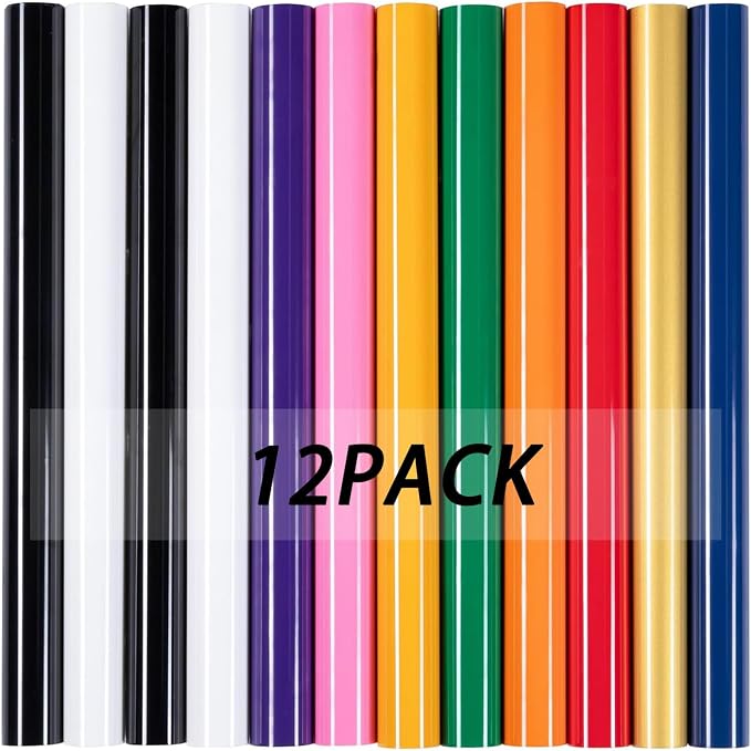 HTVRONT HTV Heat Transfer Vinyl -13 Pack HTV Vinyl, 10 Assorted Premium Colors by HTVRONT