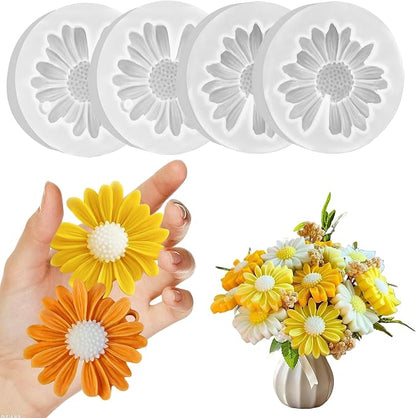 4 Pcs Daisy Flower Candle Molds, Silicone Molds by Unknown