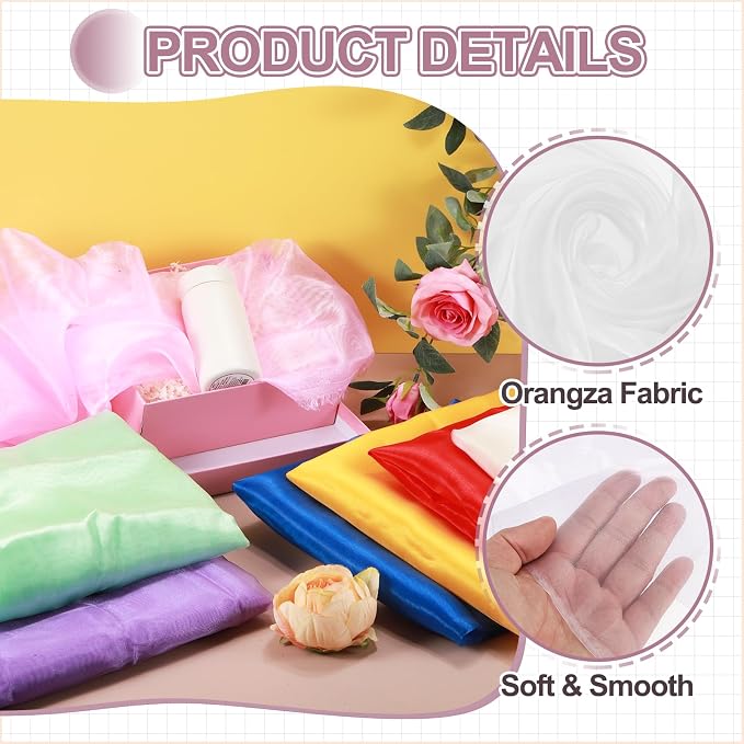 MECCANIXITY Iridescent Sheer Organza Fabric, 10 Yards x 59 Inches Solid - Image 3