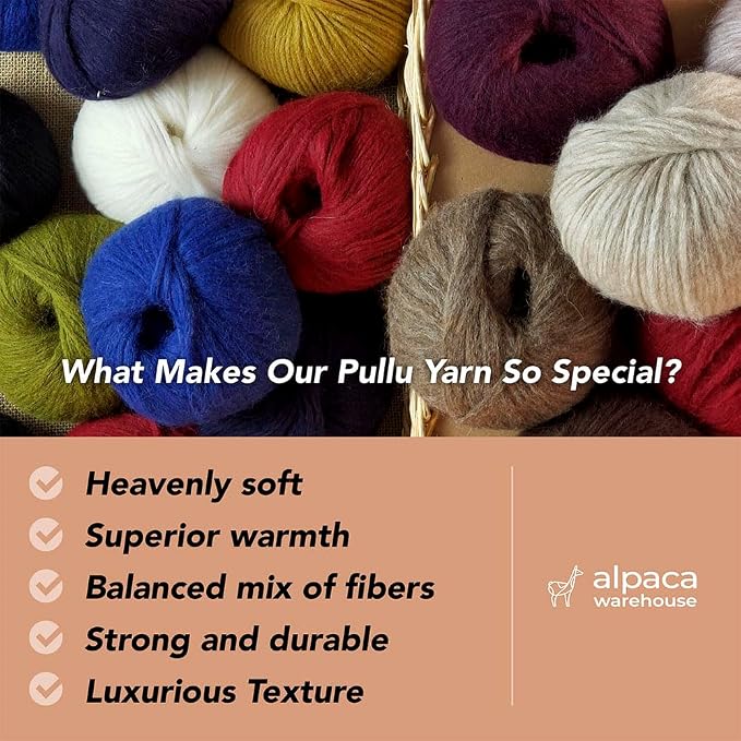 Pullu - Baby Alpaca Merino Wool Yarn Set of 3 Skeins Worsted Weight - Sourced - Image 2