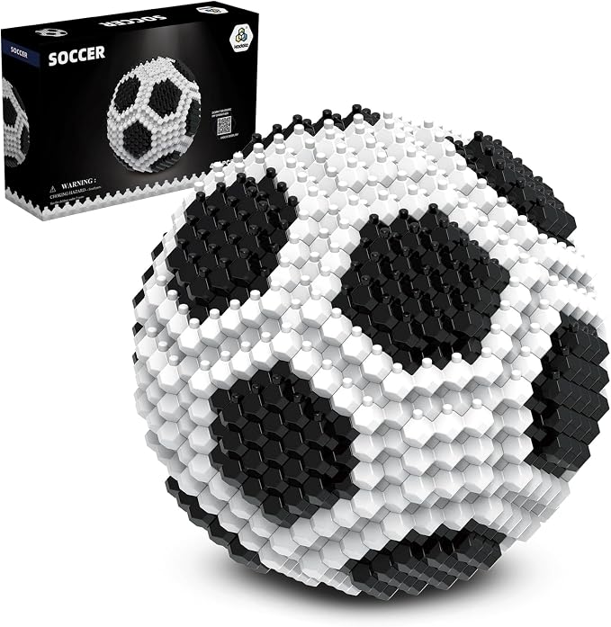 Soccer Building Block Set, Adults challenging STEM Block Decorations, Miniature by KADELE