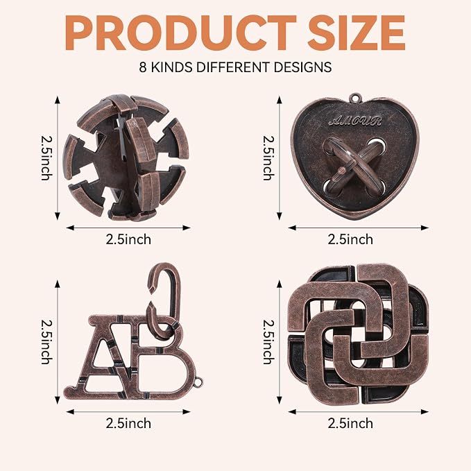 8 Pcs Brain Teaser Puzzles for Adults Teens - Image 3