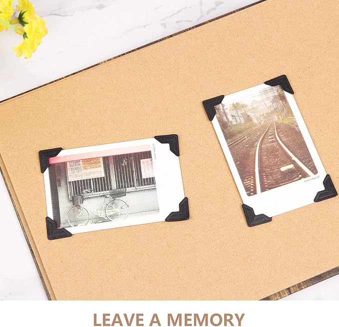 GOONAVI 15 Sheets 360 Pcs Black Acid-Free Photo Corners Mounting Self Adhesive - Image 5
