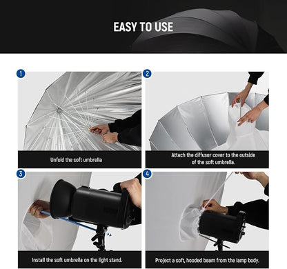 NEEWER 51"/130cm Parabolic Reflective Umbrella Photography - Image 7