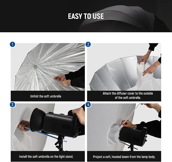 NEEWER 65"/165cm Parabolic Reflective Umbrella Photography - Image 7