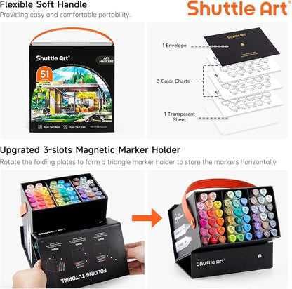 Shuttle Art Alcohol Markers Brush tip, Dual Tip Brush & Chisel Tip Art Marker - Image 4