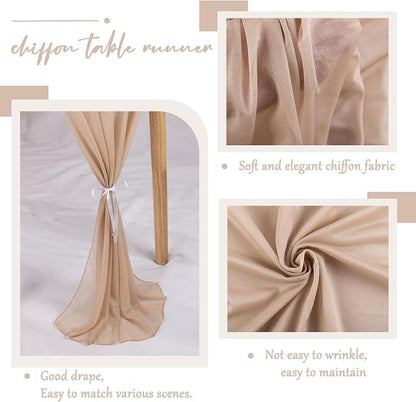 Champagne Chiffon Table Runner 30 x 120 Inches Sheer Table Runner 10ft Romantic - Image 3