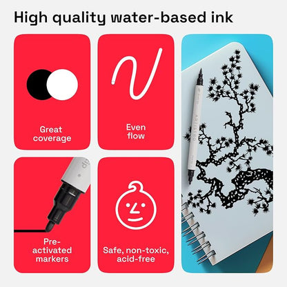 ARTISTRO 2 Black Dual-Tip Acrylic Paint Pens - Image 4