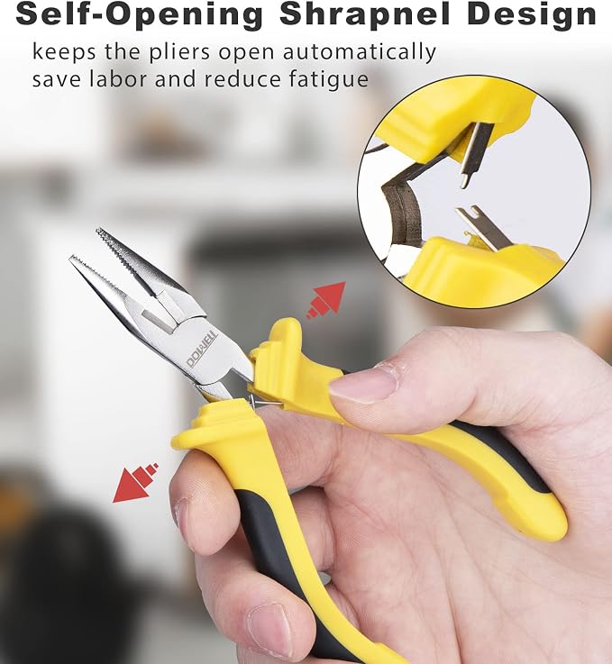DOWELL 6-piece Mini Pliers Set Needle Nose Diagonal Long Nose Bent Nose End - Image 4