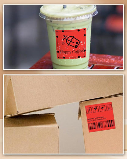 iEager Red Square Thermal Label Stickers, 500 Sheets/Roll - Image 7