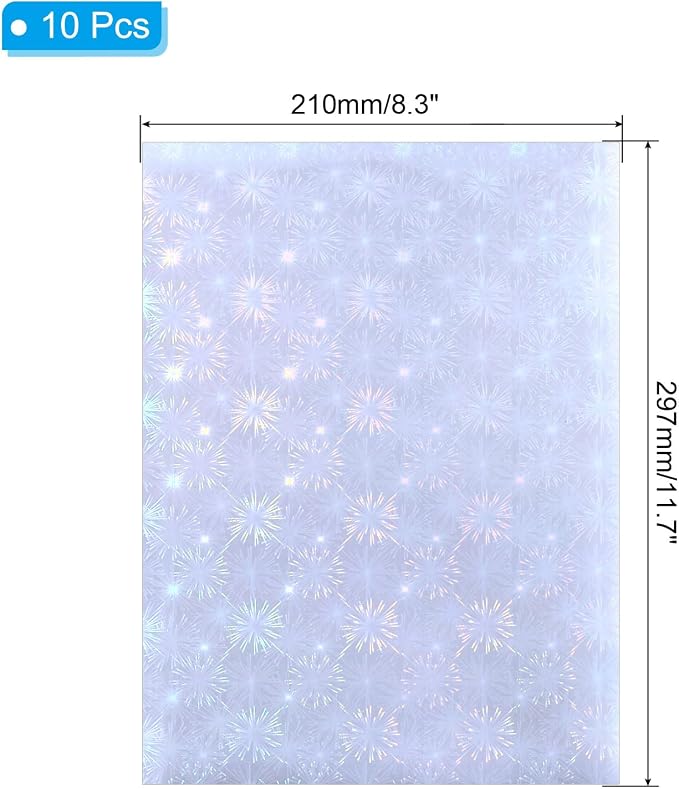 PATIKIL 11.7x8.3" Holographic Sticker Paper, 10Sheets A4 Polypropylene - Image 2