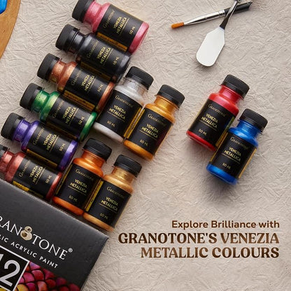 GRANOTONE Acrylic Venezia Metallic Colour | 12 Metallic Shades | 50 ml | Extra - Image 2