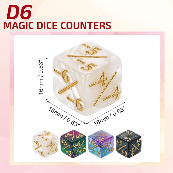 uxcell 48Pcs Magic Dice Counters, Acrylic D6 Life Token Dice Set - Image 2