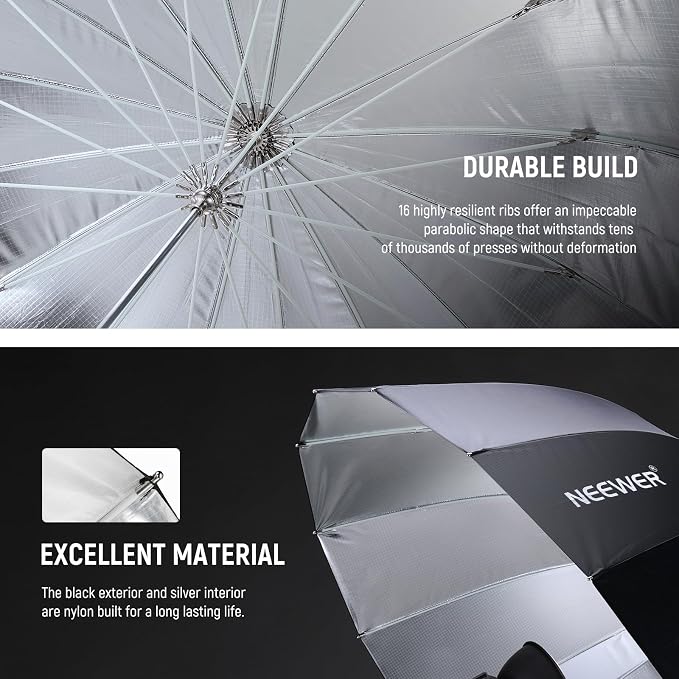 NEEWER 65"/165cm Parabolic Reflective Umbrella Photography - Image 6